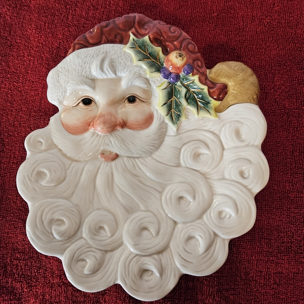 FITZ AND FLOYD 2003 COLLECTORS SERIES CHRISTMAS SANTA CANAPE PLATE 9-1/2"